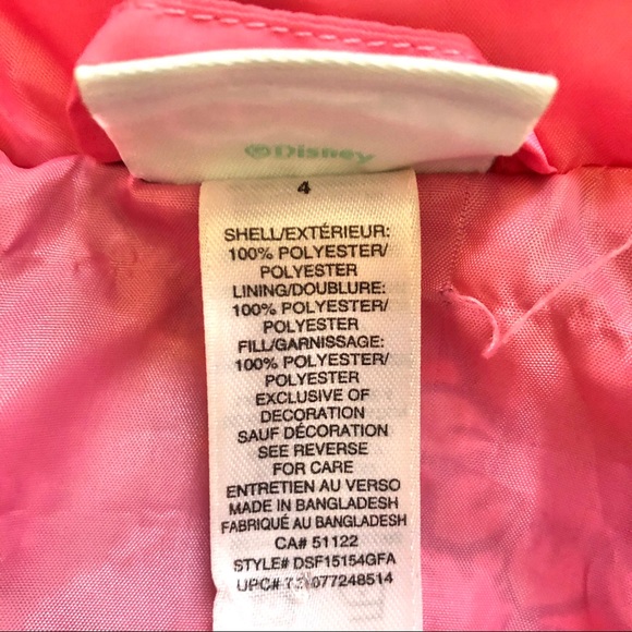 Disney Pink Tinker bell Hooded Puffer Jacket - Picture 7 of 8